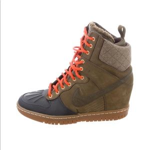 Nike Dunk Sky Hi Camo Green/Orange wedge sneakers